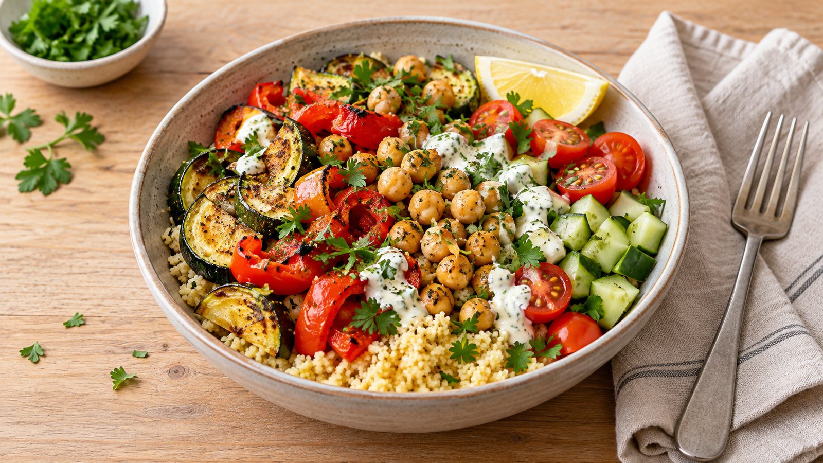 Couscous-Gemüse-Bowl zum Abnehmen: Schnelles Meal Prep