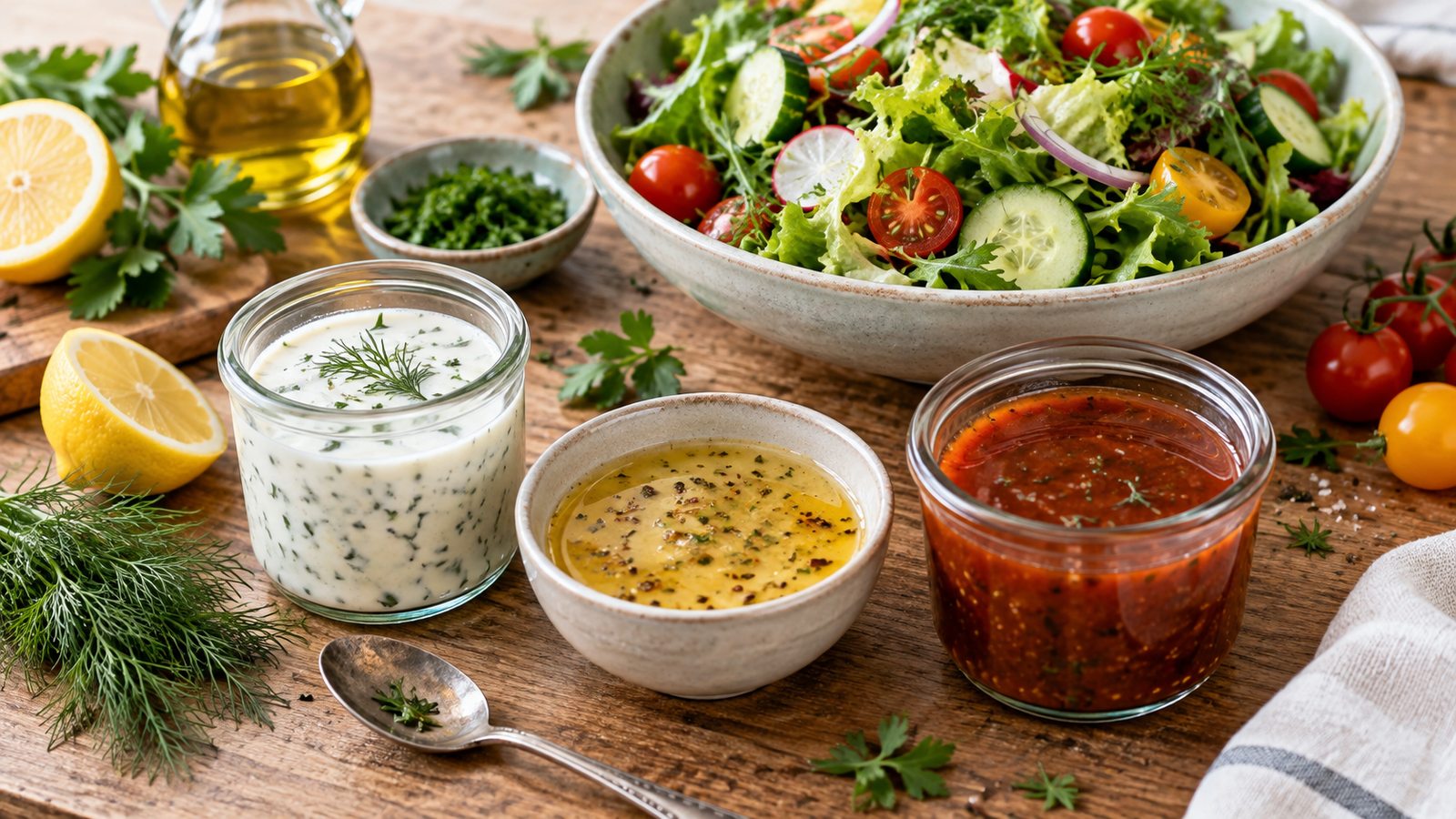 Salatdressing zum Abnehmen: Drei leichte Grundrezepte